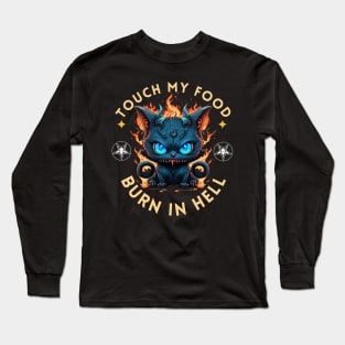 Angry Demonic Cat Food Long Sleeve T-Shirt